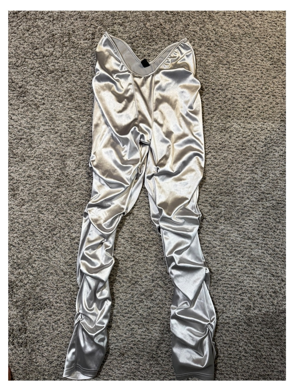 Silver Satin Ruched pants